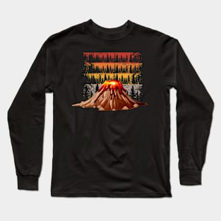 Volcano geology nature illustration motif Long Sleeve T-Shirt